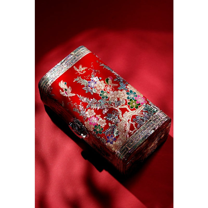Exquisite Chinese Style Jewelry Box - Handcrafted Floral Lacquerware