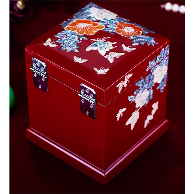 Exquisite Chinese Traditional Craftsmanship Wooden Three-Tier Jewelry Box