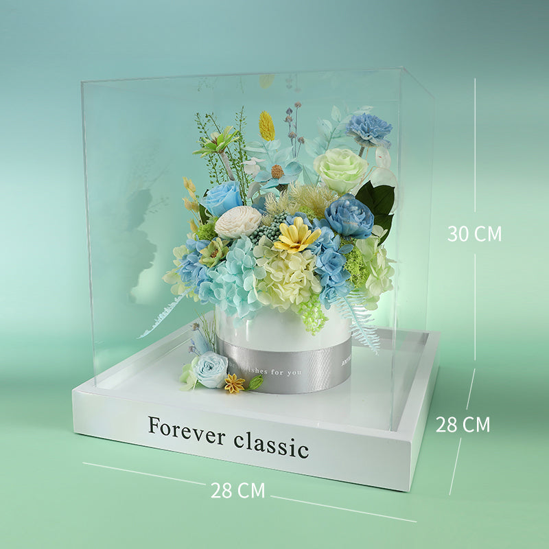 Monet's Garden – Preserved Flower Gift Box, Luxury Floral Bouquet in Bucket, Eternal Floral Dreamy Home Décor