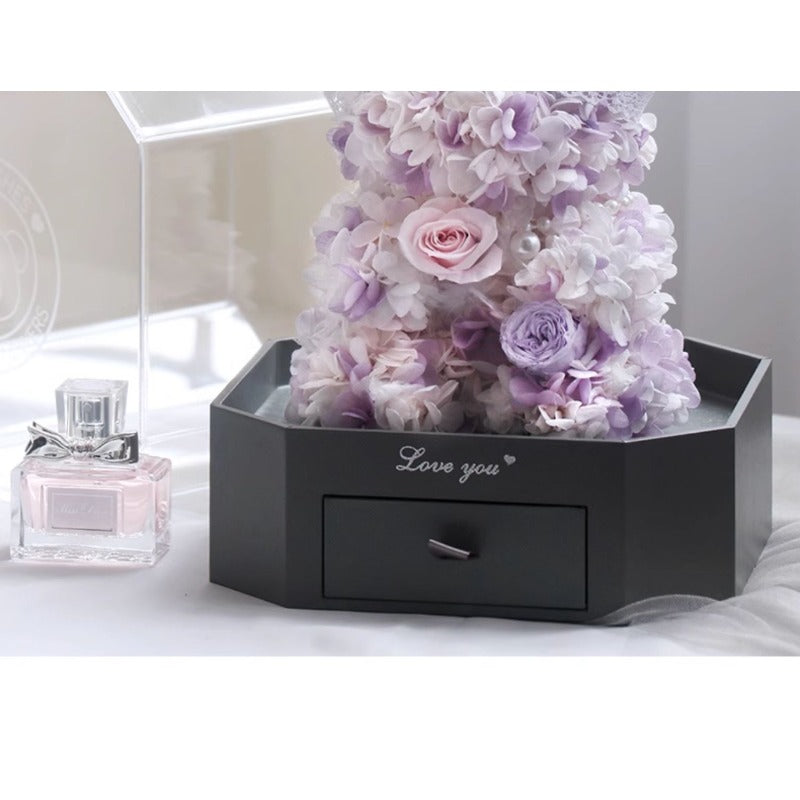 Hydrangea Bear - Eternal Rose Flower Arrangement Gift for Her