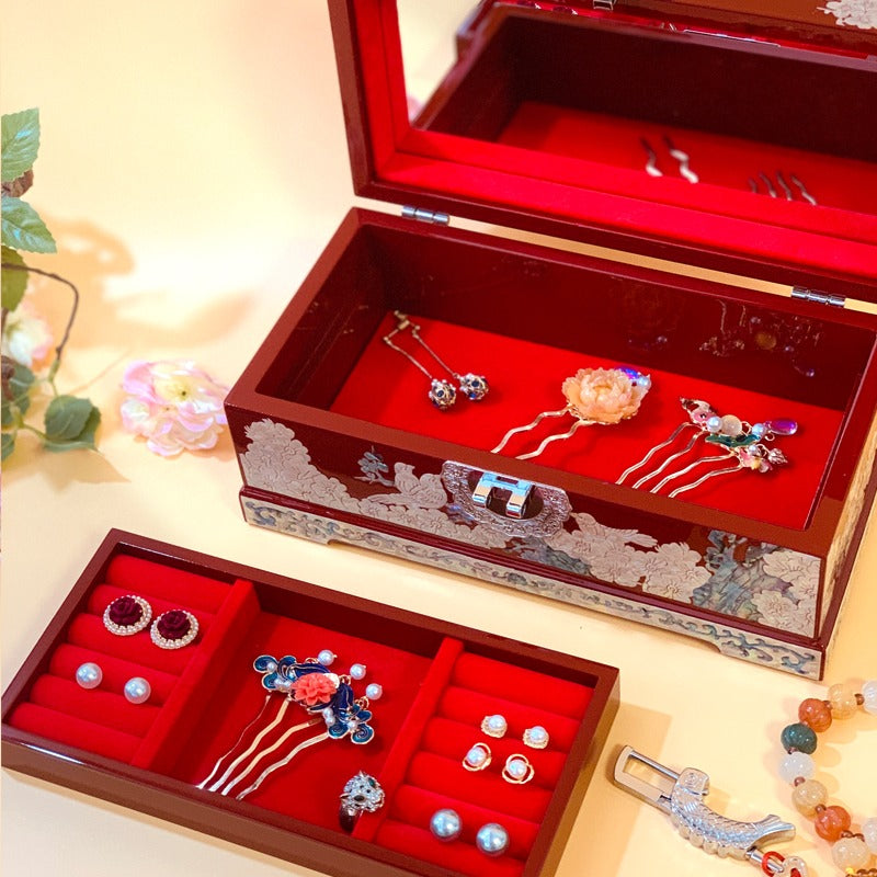 Exquisite Chinese Traditional Shell Carving Jewelry Set – Handcrafted Cultural Artifact