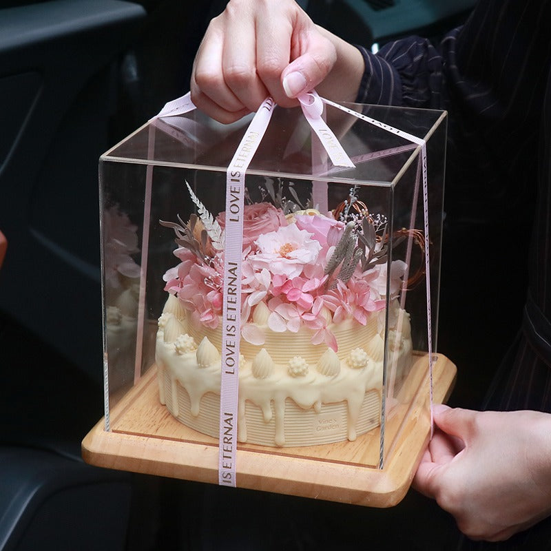 Birthday Cake-Inspired Eternal Rose Bouquet Gift Box for Her