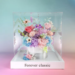 Monet's Garden – Preserved Flower Gift Box, Luxury Floral Bouquet in Bucket, Eternal Floral Dreamy Home Décor